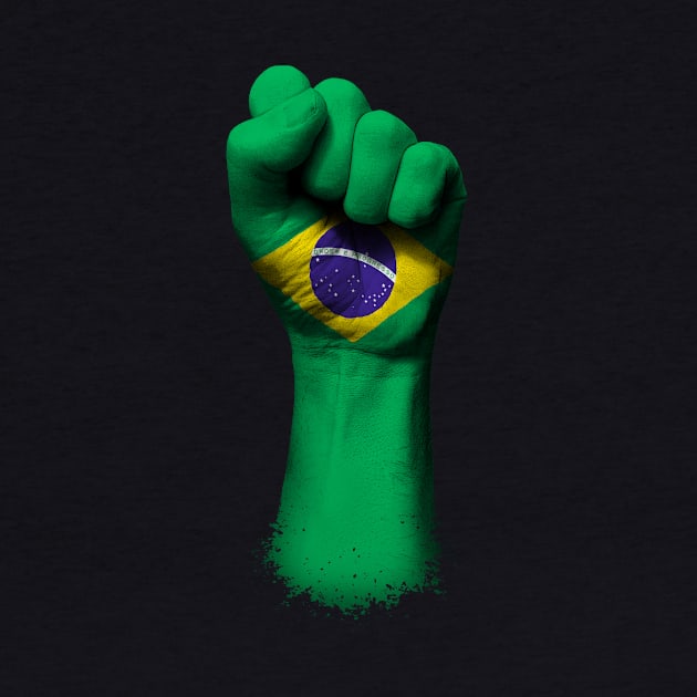 Flag of Brazil on a Raised Clenched Fist by jeffbartels